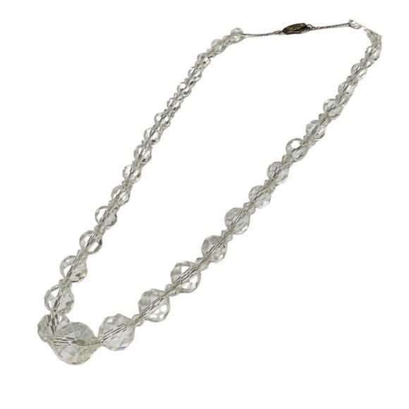 Vintage Crystal Glass Faceted Graduated Beaded Silver Tone Women’s Necklace 18” - Picture 5 of 7